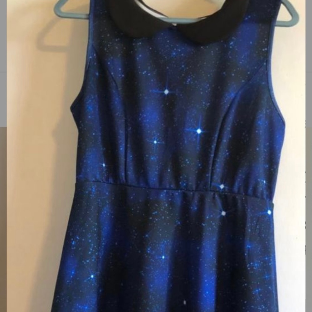torrid Navy Star Print Fit-and-Flare Dress with Black Peter Pan Collar - Picture 4 of 5